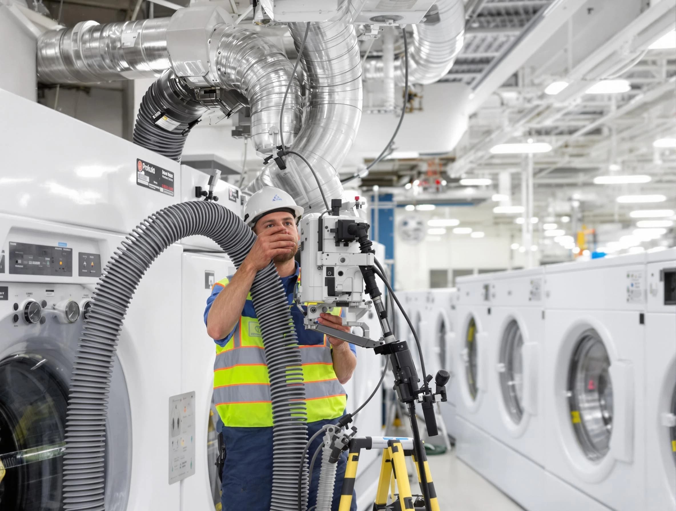 Lochbuie Dryer Vent Cleaning team performing commercial-grade dryer vent cleaning at a business facility in Lochbuie