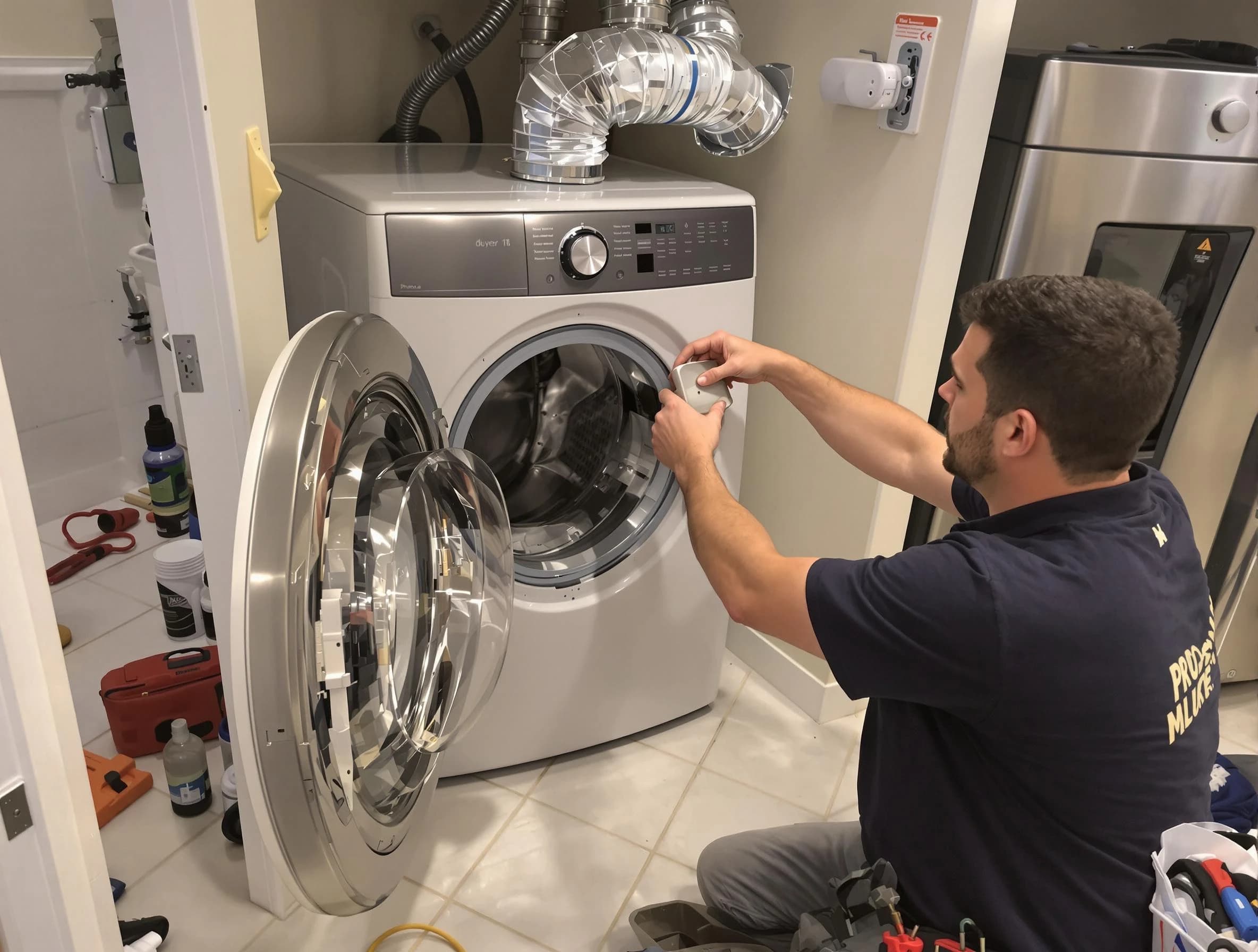 Lochbuie Dryer Vent Cleaning technician performing precise dryer vent hose installation in Lochbuie