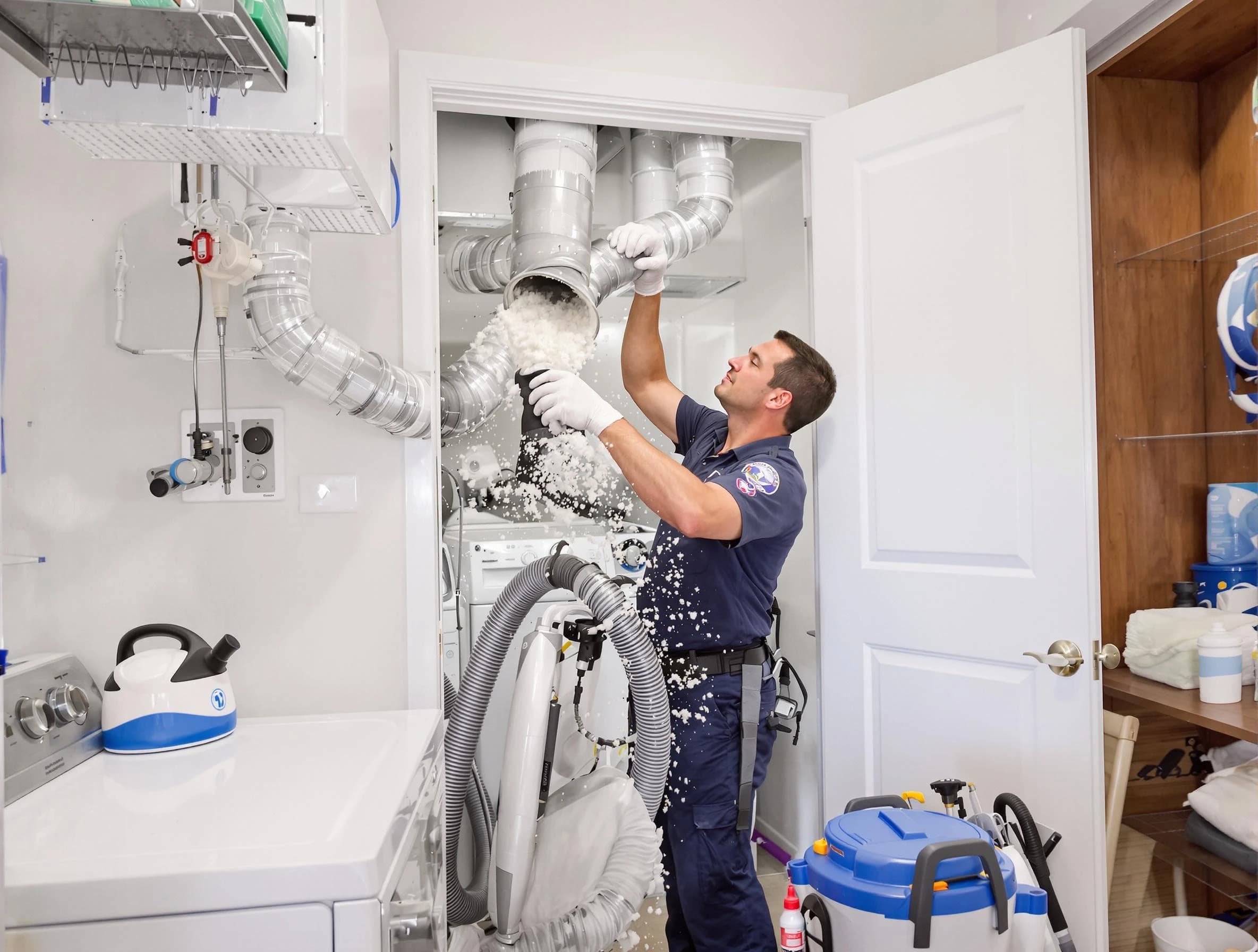Lochbuie Dryer Vent Cleaning technician delivering thorough residential dryer vent cleaning service in Lochbuie