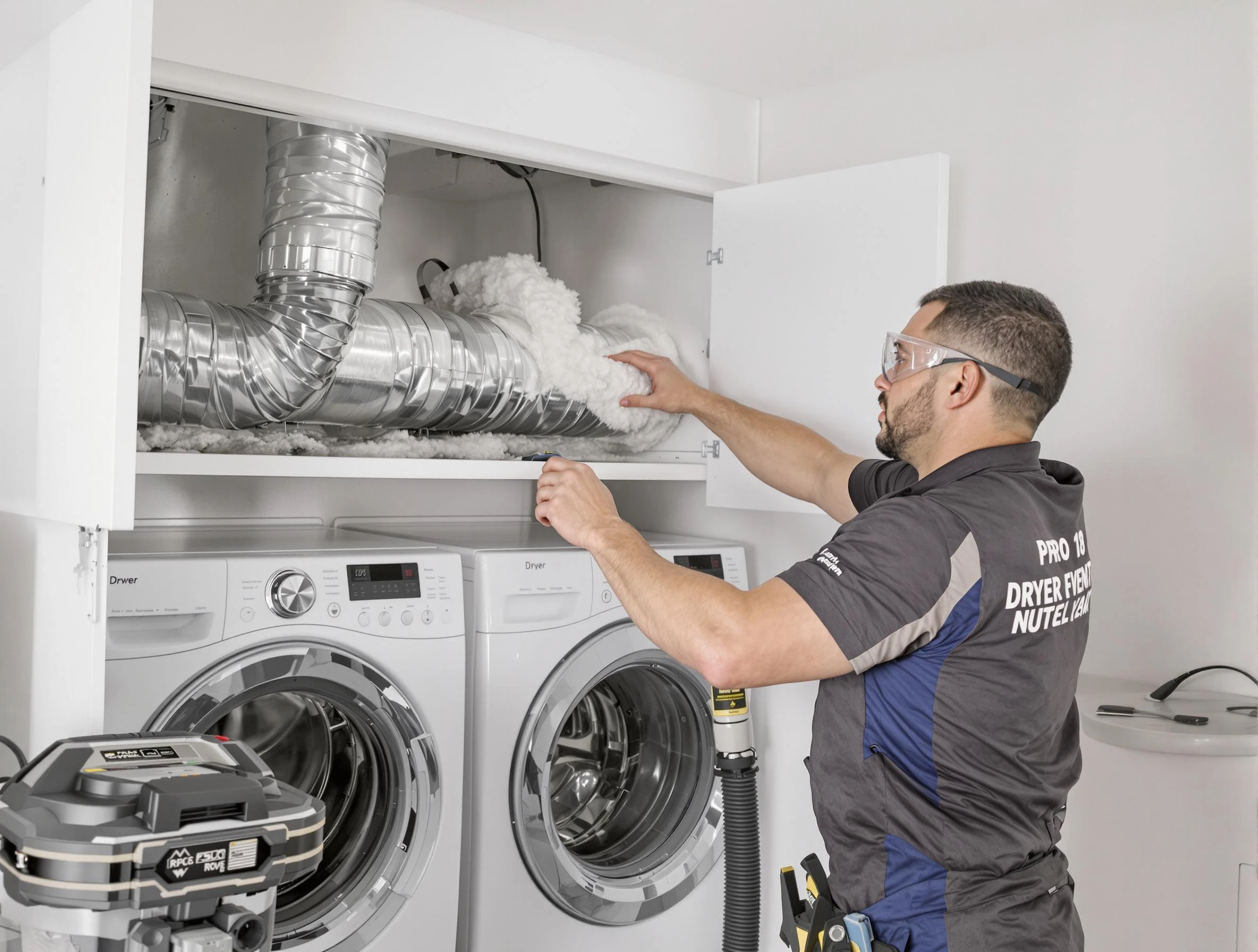 Lochbuie Dryer Vent Cleaning certified technician performing specialized gas dryer vent cleaning in Lochbuie